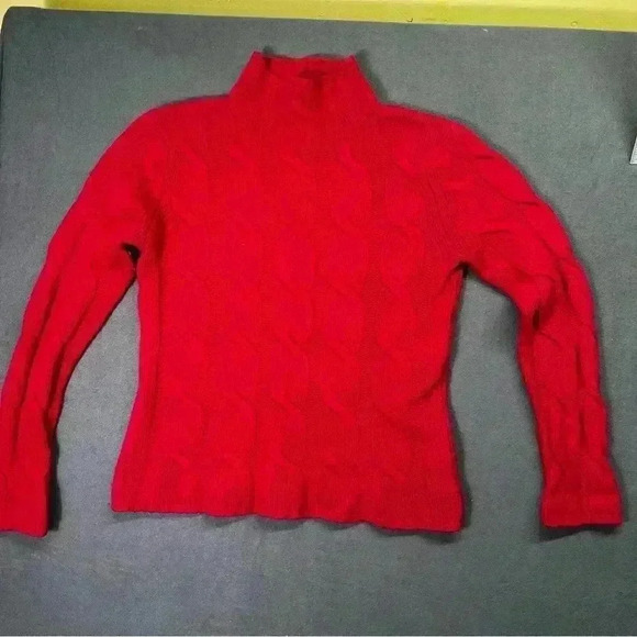 Eddie Bauer Lambs Wool Angora Rabbit Blend Cable Knit Sweater Womens L Red 1170 - Picture 1 of 7